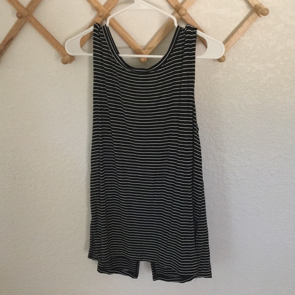 Black and white striped flowy tank top